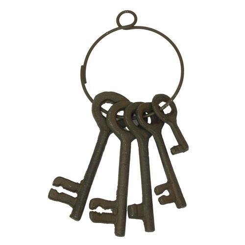 Cast Iron Set of Five Jailer Keys On Rings - 2 Sets