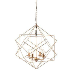 24.8" X 24.8" X 72.8" Gold Painted Metal Ceiling Lamp