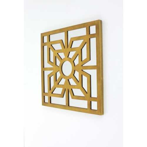 1.25" x 23.25" x 23.25" Bright Gold, Mirrored, Wooden - Wall Decor