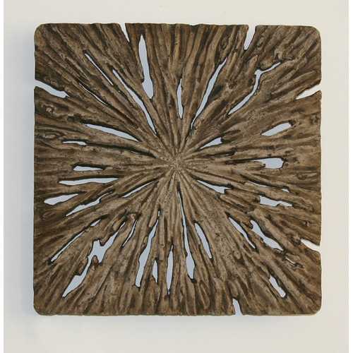 1" x 14" x 14" Brown Rotten Wood Square  Wall Decor