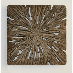 1" x 14" x 14" Brown Rotten Wood Square  Wall Decor