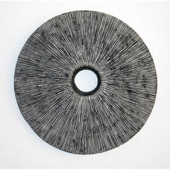 1" x 20" x 20" Gray, Sandstone, Ribbed Round, Middle Hole - Wall Decor