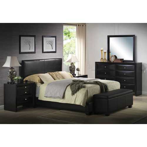 86" X 79" X 47" Black Pu Panel King Bed