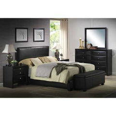 86" X 79" X 47" Black Pu Panel King Bed