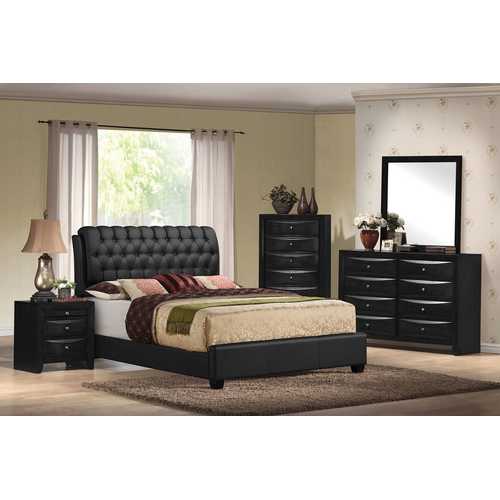 90" X 79" X 49" Black Pu Button Tufted King Bed