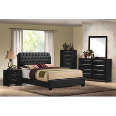 90" X 79" X 49" Black Pu Button Tufted King Bed