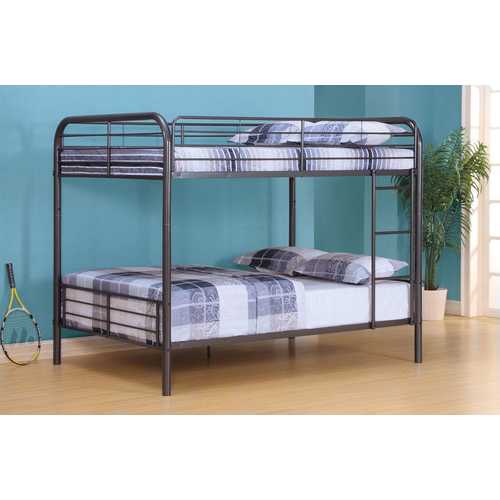 79" X 57" X 65" Gunmetal Metal Tube Full Over Full Bunk Bed
