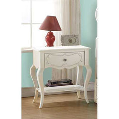 24" X 17" X 26" Pearl White Pine Wood Nightstand