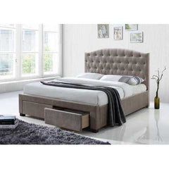 88" X 63" X 41" Mink Fabric Queen Bed With Storage