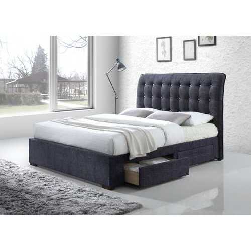 87" X 83" X 47" Dark Gray Fabric King Bed With Storage