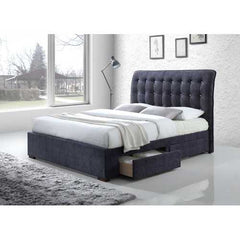 87" X 83" X 47" Dark Gray Fabric King Bed With Storage