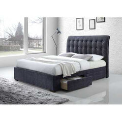 87" X 67" X 47" Dark Gray Fabric Queen Bed With Storage