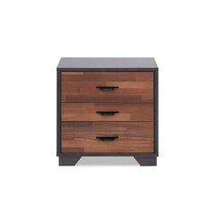 Walnut And Espresso 3 Drawers Nightstand