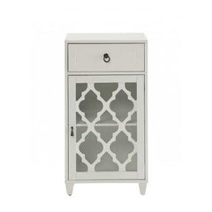 Fret Work Design Glass Door White Cabinet