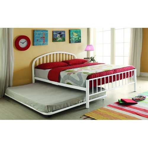 73" X 54" X 4" Full White Metal Tube Trundle