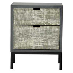 22" X 14" X 27" Gray W  Distressed Gray MDF  Wood  Iron Accent Cabinet with Drawers