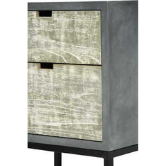 22" X 14" X 27" Gray W  Distressed Gray MDF  Wood  Iron Accent Cabinet with Drawers