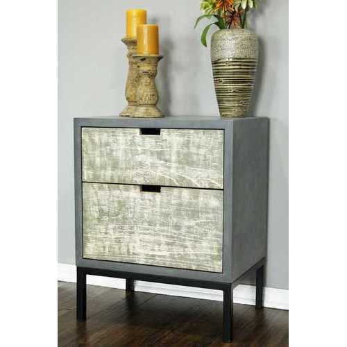 22" X 14" X 27" Gray W  Distressed Gray MDF  Wood  Iron Accent Cabinet with Drawers