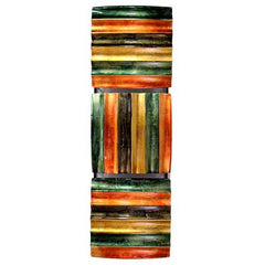 8" X 2.75" X 24.5" Gold Green And Copper Metal Vertical 3 Panel Metal Wall Decor
