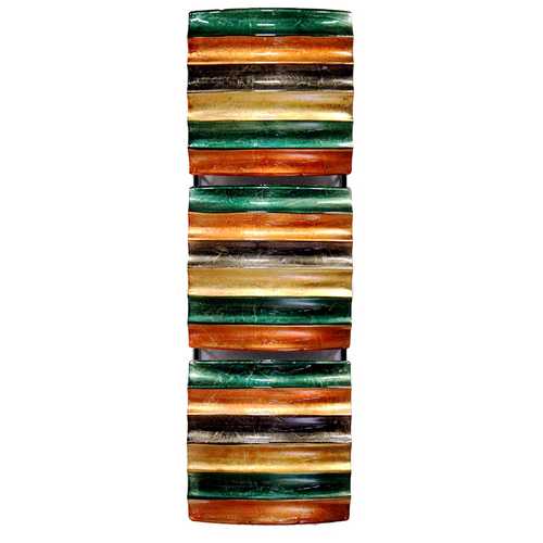 8" X 2.75" X 24.5" Gold Green And Copper Metal Vertical 3 Panel Metal Wall Decor