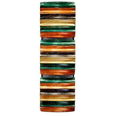 8" X 2.75" X 24.5" Gold Green And Copper Metal Vertical 3 Panel Metal Wall Decor