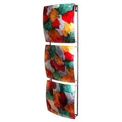 8" X 2.75" X 24.5" Silver Gold Green Red And Copper Metal Vertical 3 Panel Metal Wall Decor