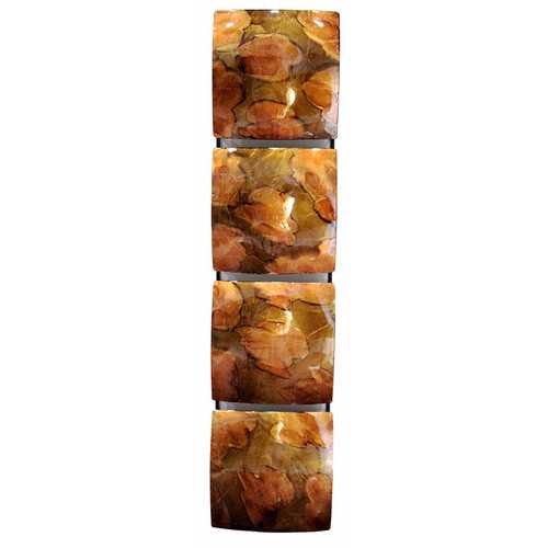 8" X 2.75" X 32" Copper Brown And Orange Metal Vertical Panel Wall Decor
