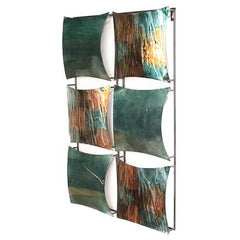 16" X 2" X 25" Turquoise, Copper And Bronze Metal Vertical Panel Wall Decor