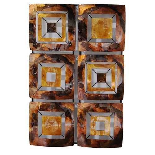 16" X 2.75" X 25" Copper Brown And Orange Metal Vertical Panel Wall Decor