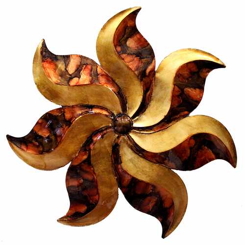 23.25" X 2" X 23.25" Copper Brown And Orange Metal Medium Flower Wall Dcor
