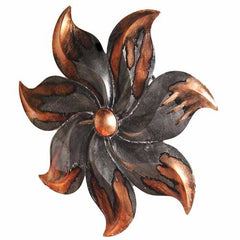 17.25" X 2" X 17.25" Copper And Pewter Metal Small Flower Metal Wall Decor