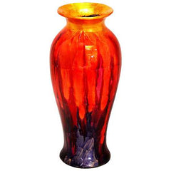 8.75" X 8.75" X 21.25" Gold Orange And Blue Ceramic Foiled and Lacquered Ceramic Vase