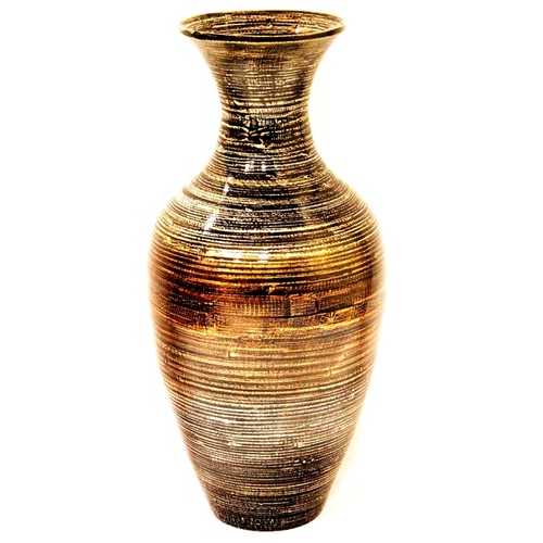 25" High Black And Gold Spun Bamboo Floor Vase