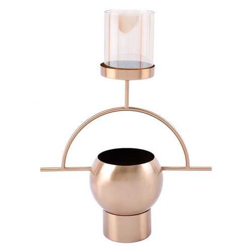 13.8" X 5.9" X 17.7" Antique Brass Candle Holder