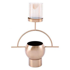 13.8" X 5.9" X 17.7" Antique Brass Candle Holder