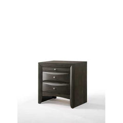 26" X 17" X 25" Gray Oak Rubber Wood Nightstand