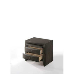 26" X 17" X 25" Gray Oak Rubber Wood Nightstand