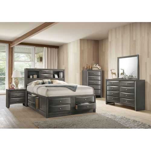 26" X 17" X 25" Gray Oak Rubber Wood Nightstand