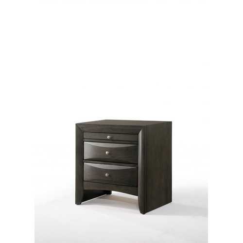 26" X 17" X 25" Gray Oak Rubber Wood Nightstand