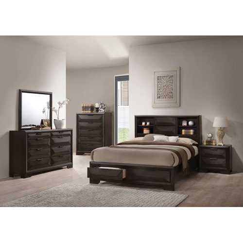26" X 17" X 25" Espresso Rubber Wood Nightstand