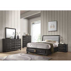 24" X 17" X 24" Antique Gray Rubber Wood Nightstand
