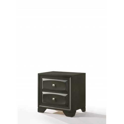 24" X 17" X 24" Antique Gray Rubber Wood Nightstand