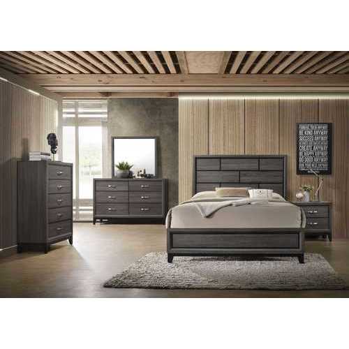 86" X 63" X 56" Queen Weathered Gray Paper Veneer Bed