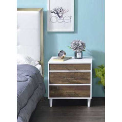 20" X 16" X 21" White And Weathered Oak Metal Nightstand