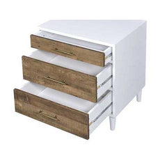 20" X 16" X 21" White And Weathered Oak Metal Nightstand