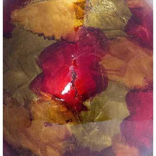 17.5" X 17.5" X 23.5" Copper Red And Gold Ceramic Foiled and Lacquered Ceramic Vase