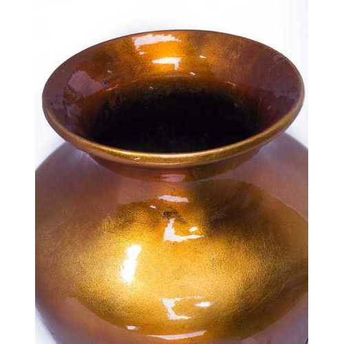 7" X 7" X 24.5" Orange And White Ceramic Floor Vase