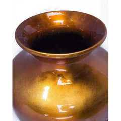 7" X 7" X 24.5" Orange And White Ceramic Floor Vase