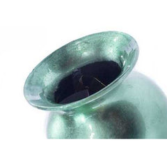 12.75" X 12.75" X 30.75" Turquoise And Gold Ceramic Ombre Lacquered Ceramic Vase