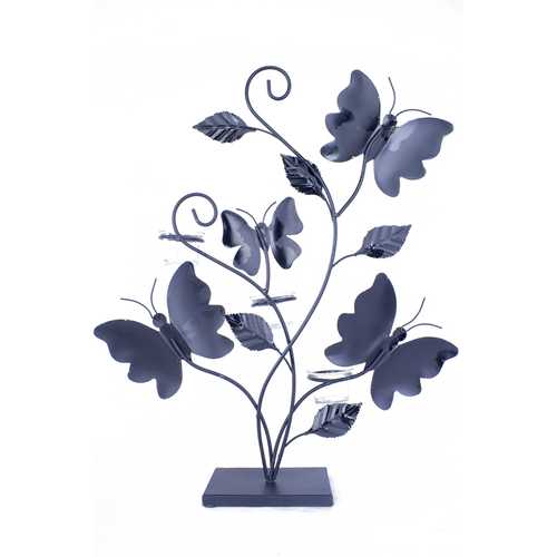 22.5" X 5" X 25.5" Red Orange And Gold Metal Foiled And Lacquered Votive Holder